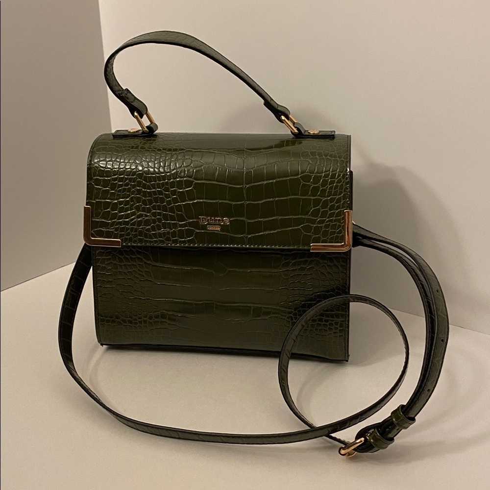 Dune London Handbag Purse NWOT Green and Gold With Removable Strap Crossbody